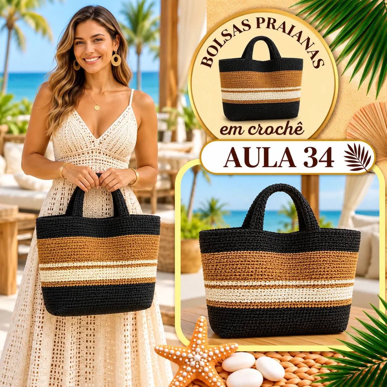 Aula 34 — bolsa praiana em crochê