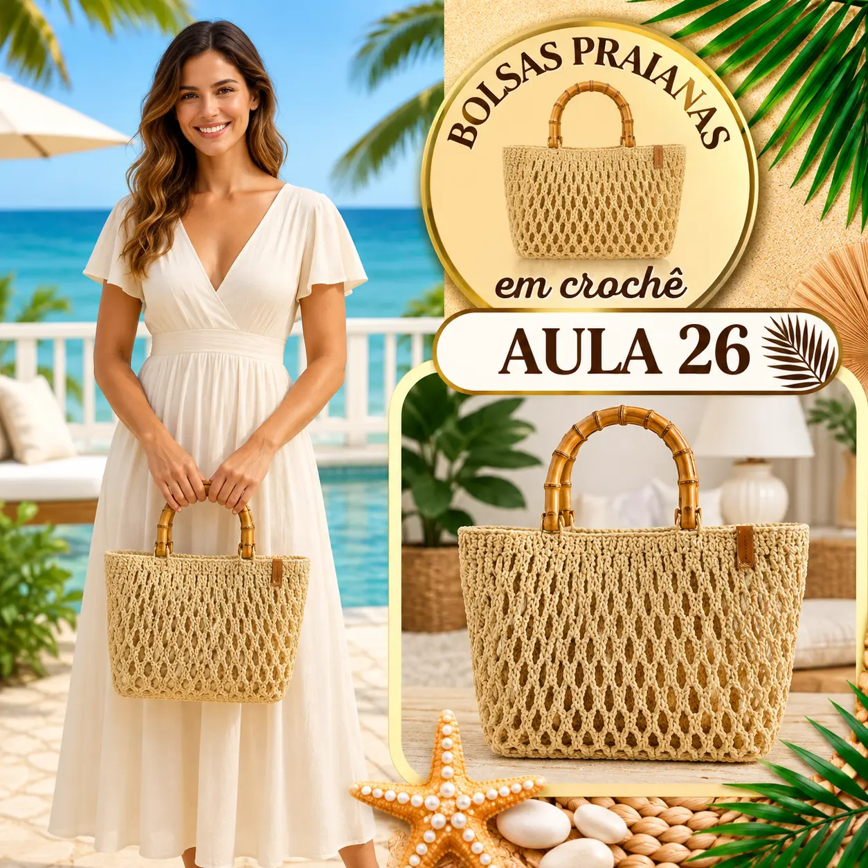 Aula 26 — bolsa praiana em crochê
