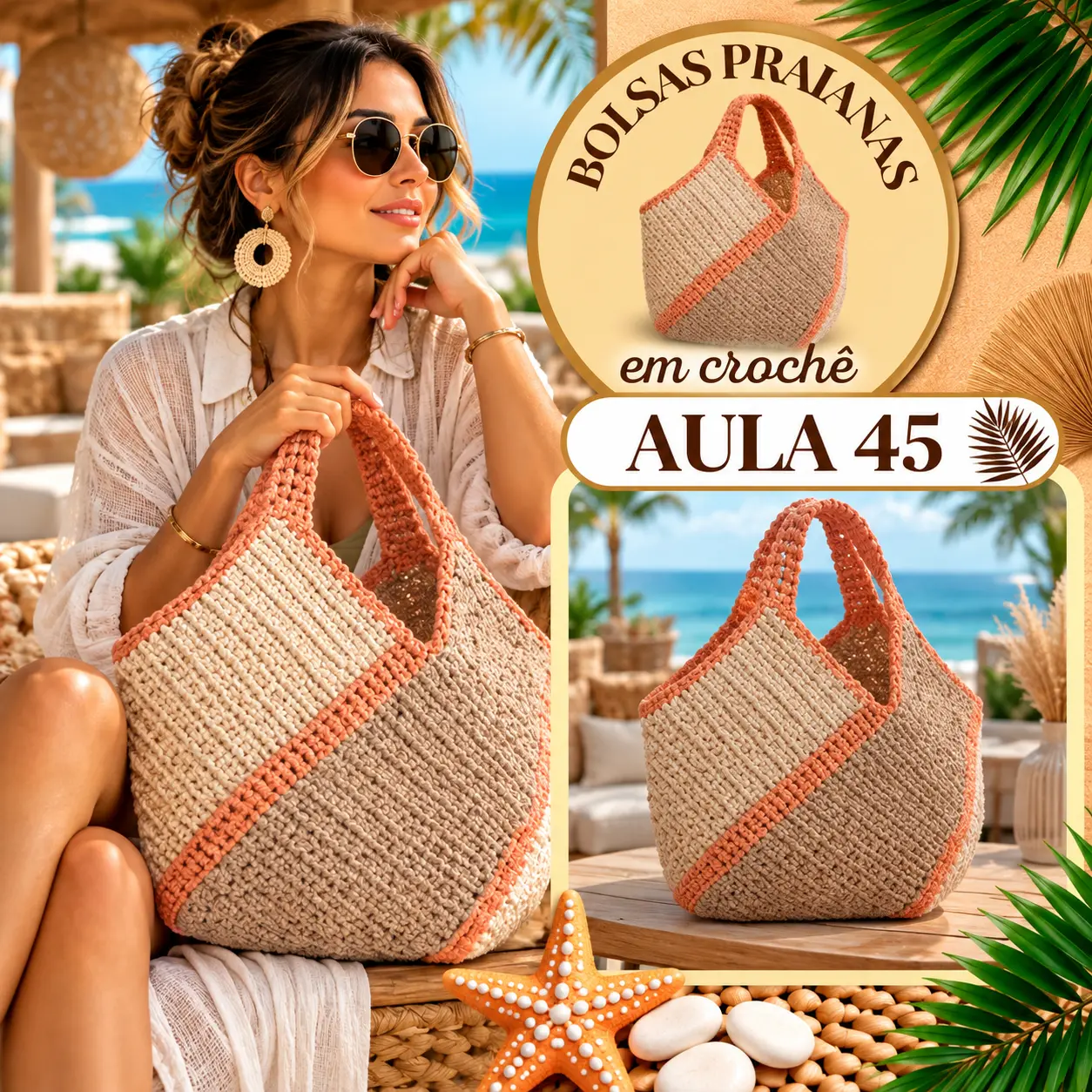 Aula 45 — bolsa praiana em crochê