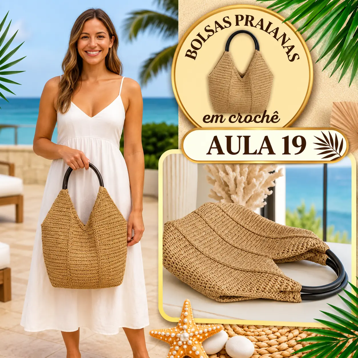 Aula 19 — bolsa praiana em crochê