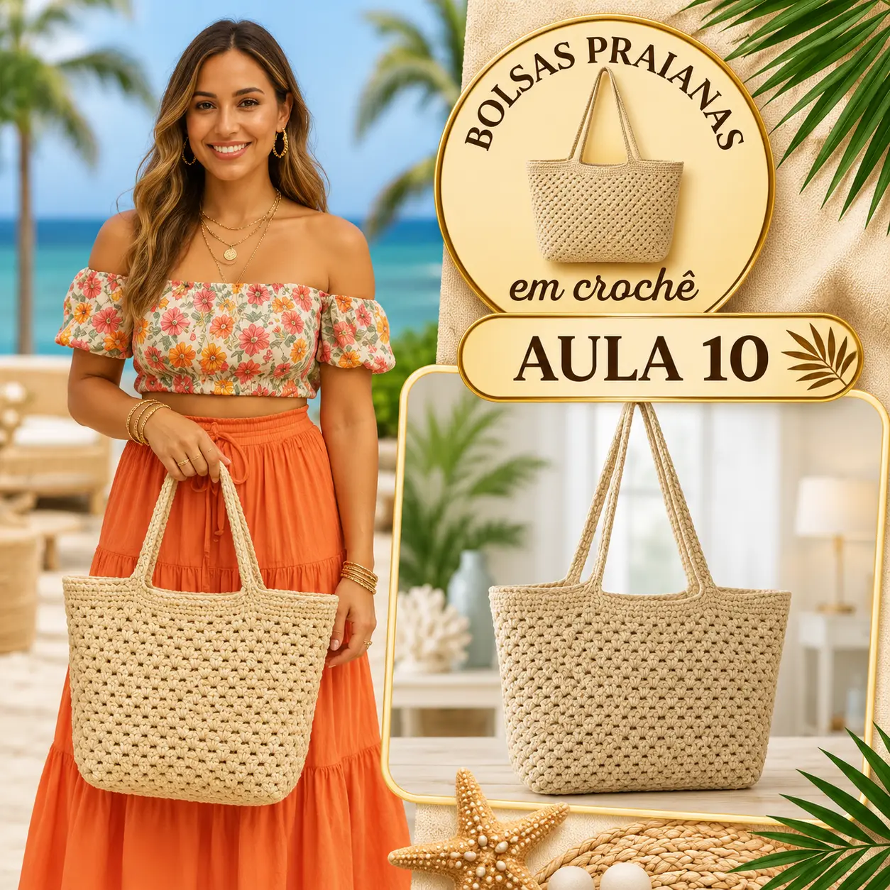 Aula 10 — bolsa praiana em crochê