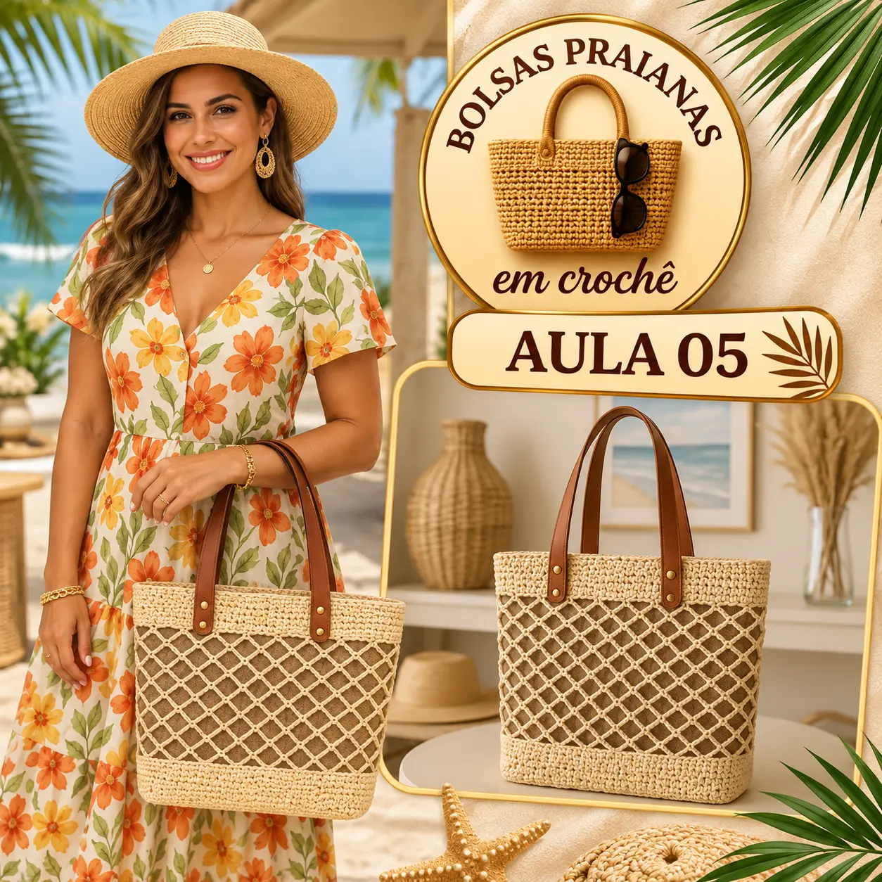 Aula 5 — bolsa praiana em crochê