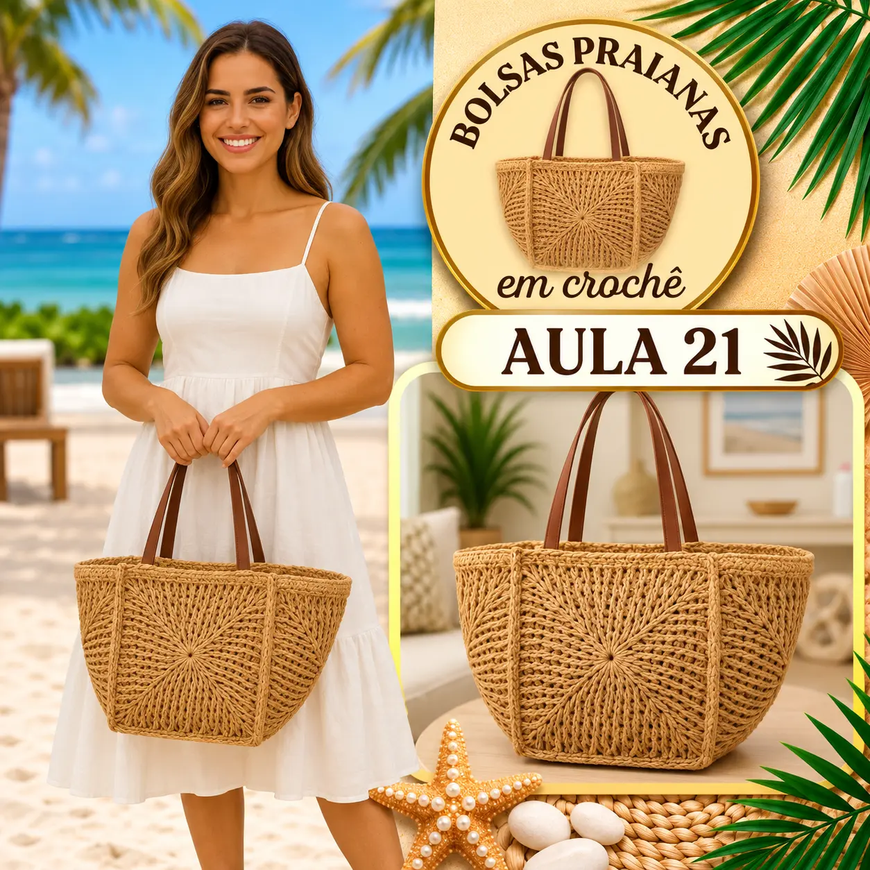 Aula 21 — bolsa praiana em crochê