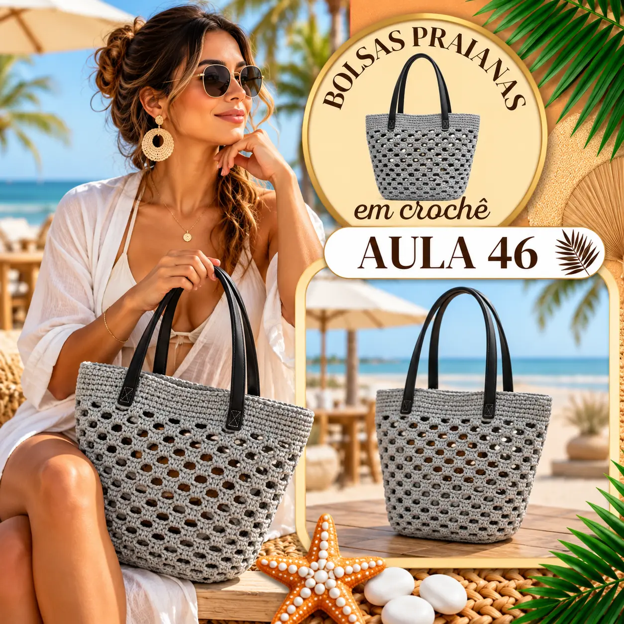 Aula 46 — bolsa praiana em crochê