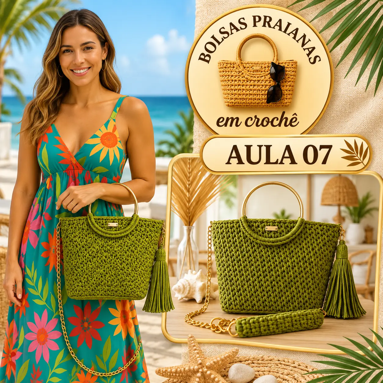 Aula 7 — bolsa praiana em crochê