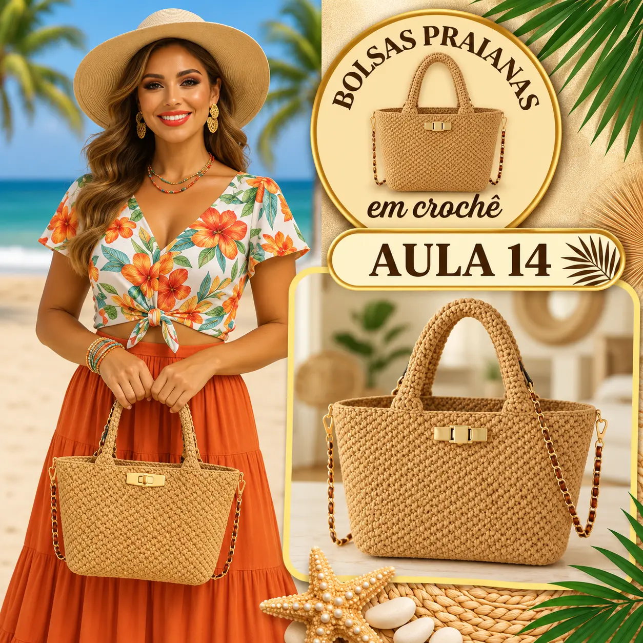 Aula 14 — bolsa praiana em crochê