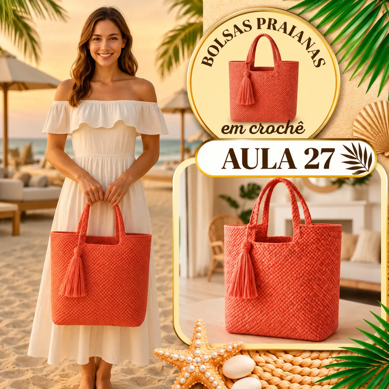 Aula 27 — bolsa praiana em crochê