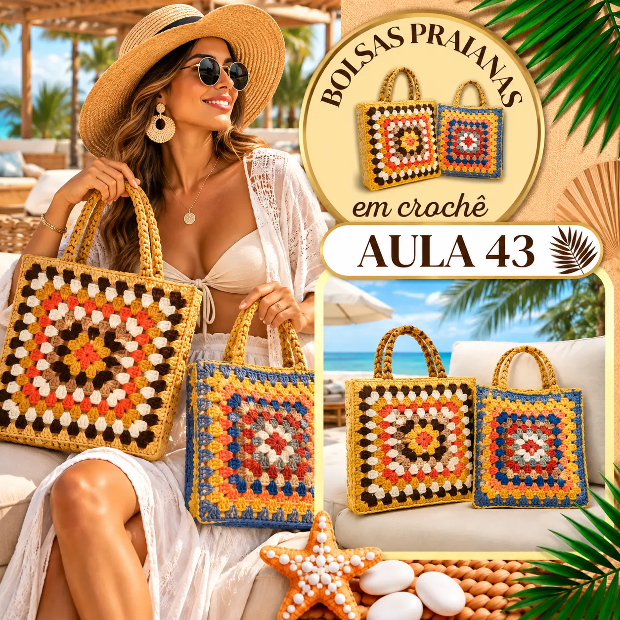 Aula 43 — bolsa praiana em crochê