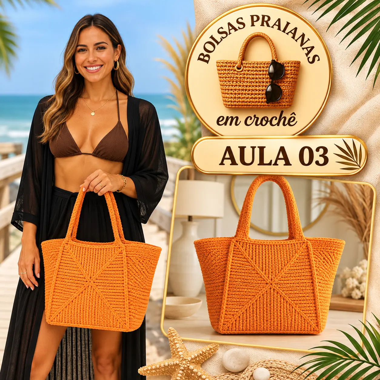 Aula 3 — bolsa praiana em crochê
